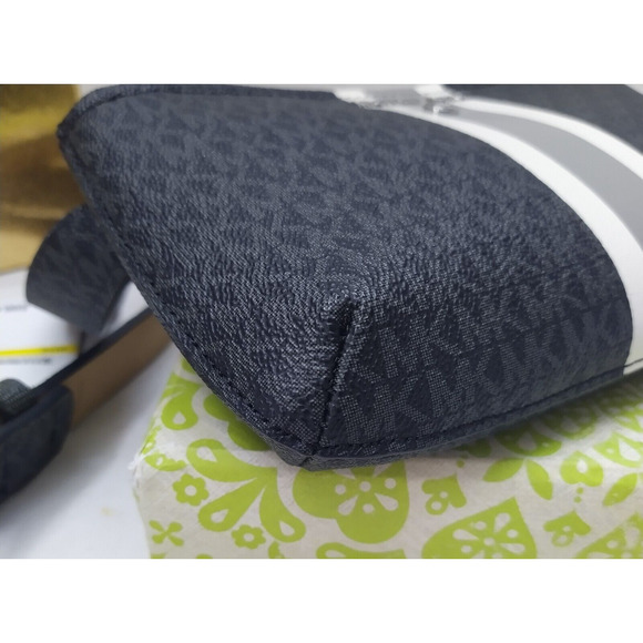 Michael Kors Black Logo Belt Bag Fits Phone With Stripe - NWT $98 - Picture 8 of 16